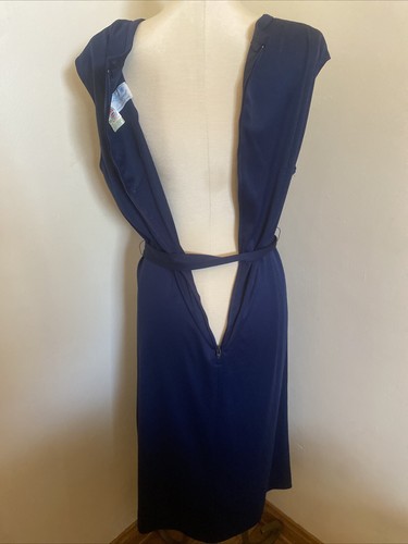 Vintage Blue Sleeveless Polyester Union Made Summer Dress Size 14.5 - Picture 7 of 15