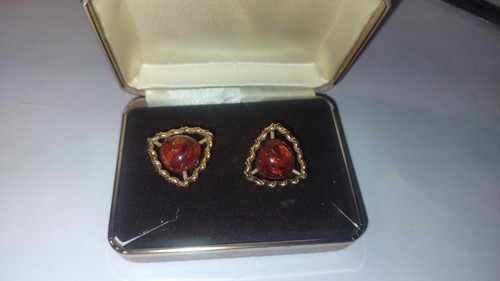 Vintage 14k GOLD Filled and AMBER Cufflinks - Picture 5 of 6