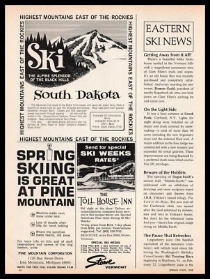1968 Pine Mountain Snow Ski Resort Indian Mountain Michigan Vintage Print Ad