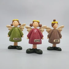 Suzi Skoglund Angel Figurines Lot of 3 FAITH LOVE JOY 2.5" Christmas Decor VGUC 