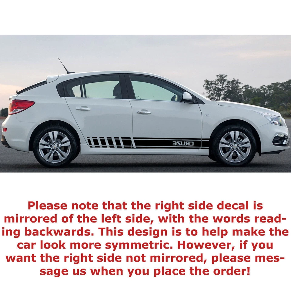 2 calcomanías adhesivas de vinilo para Chevrolet Cruze gráficos laterales de carreras de autos multicolores Foto 2 de 4