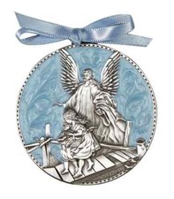 Blue Guardian Angel 2-3/4" Crib Medal for Baby Boys