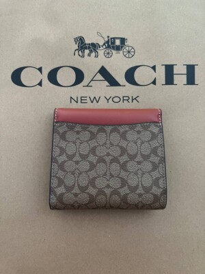 NWT Coach Small Trifold Wallet Colorblock Signature Canvas