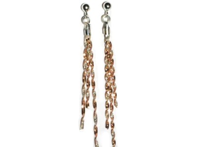 3 Strands of Twisted 18k Rose Gold Overlay on Sterling Silver Earrings