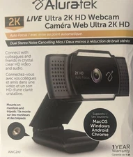 Aluratek - 2K Ultra HD Live Broadcast Webcam - Black Model: AWC2KF