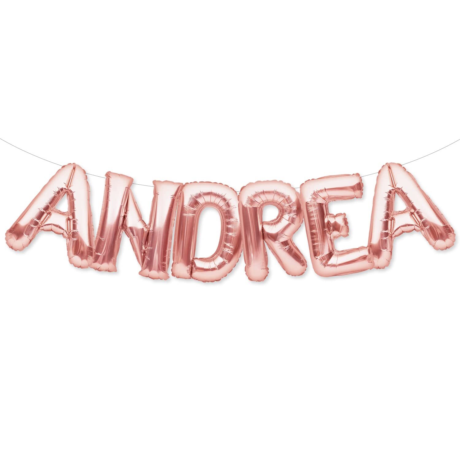 PartyForever ANDREA Balloon Banner Big 16 Inch Rose Gold Foil Balloons Letter...