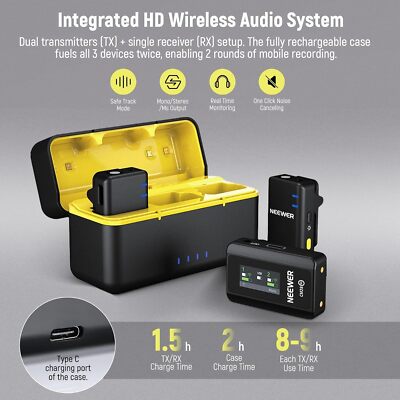NEEWER CM28 656ft Wireless Lavalier Microphone System Video
