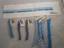 Needle Crossings Stitch Painted 13 Mesh Belt Canvas w/Blue Threads - Silk Blends