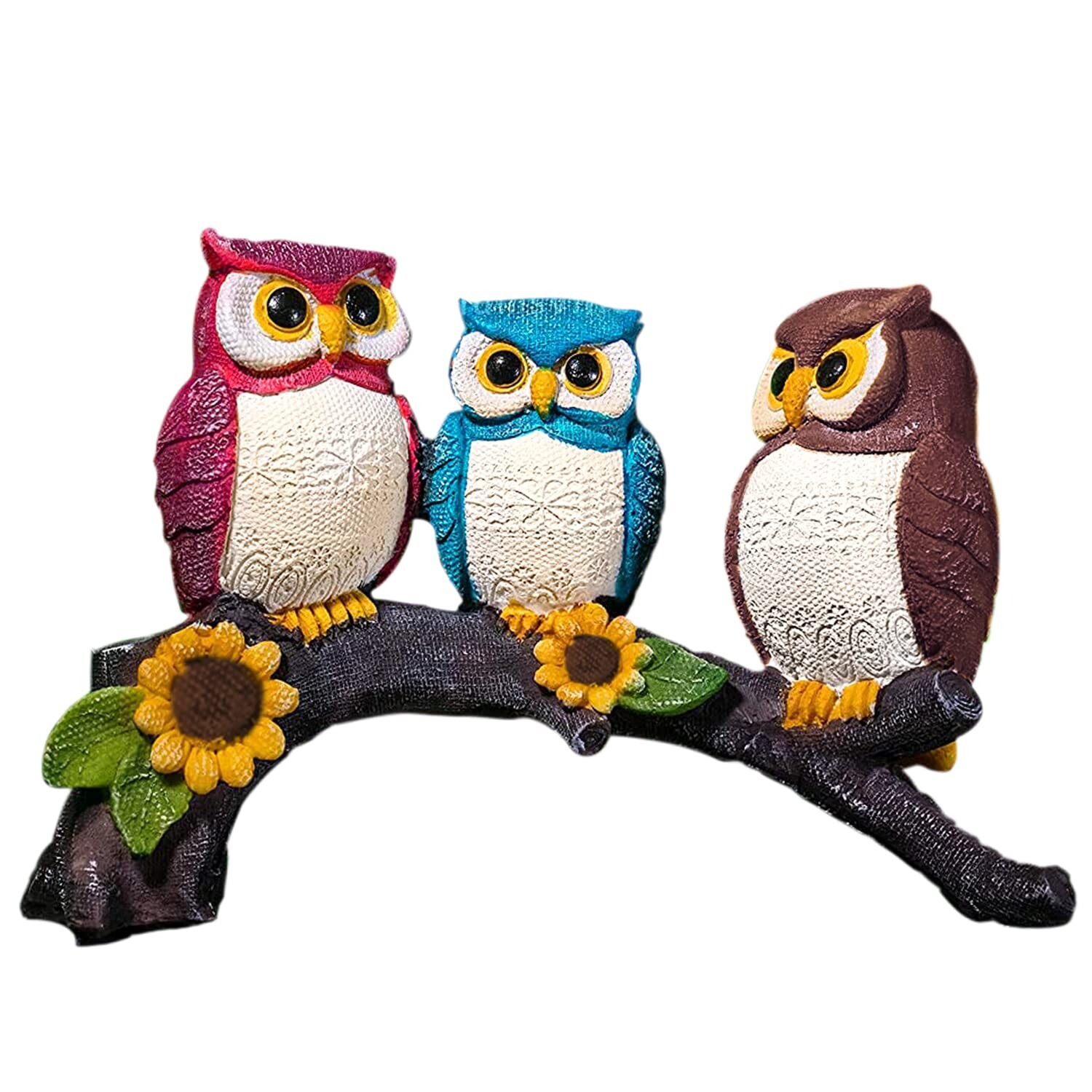 Beautiful Resin Owl Family Decorative Statue  Home Decor (Pack of 1. Multicolour