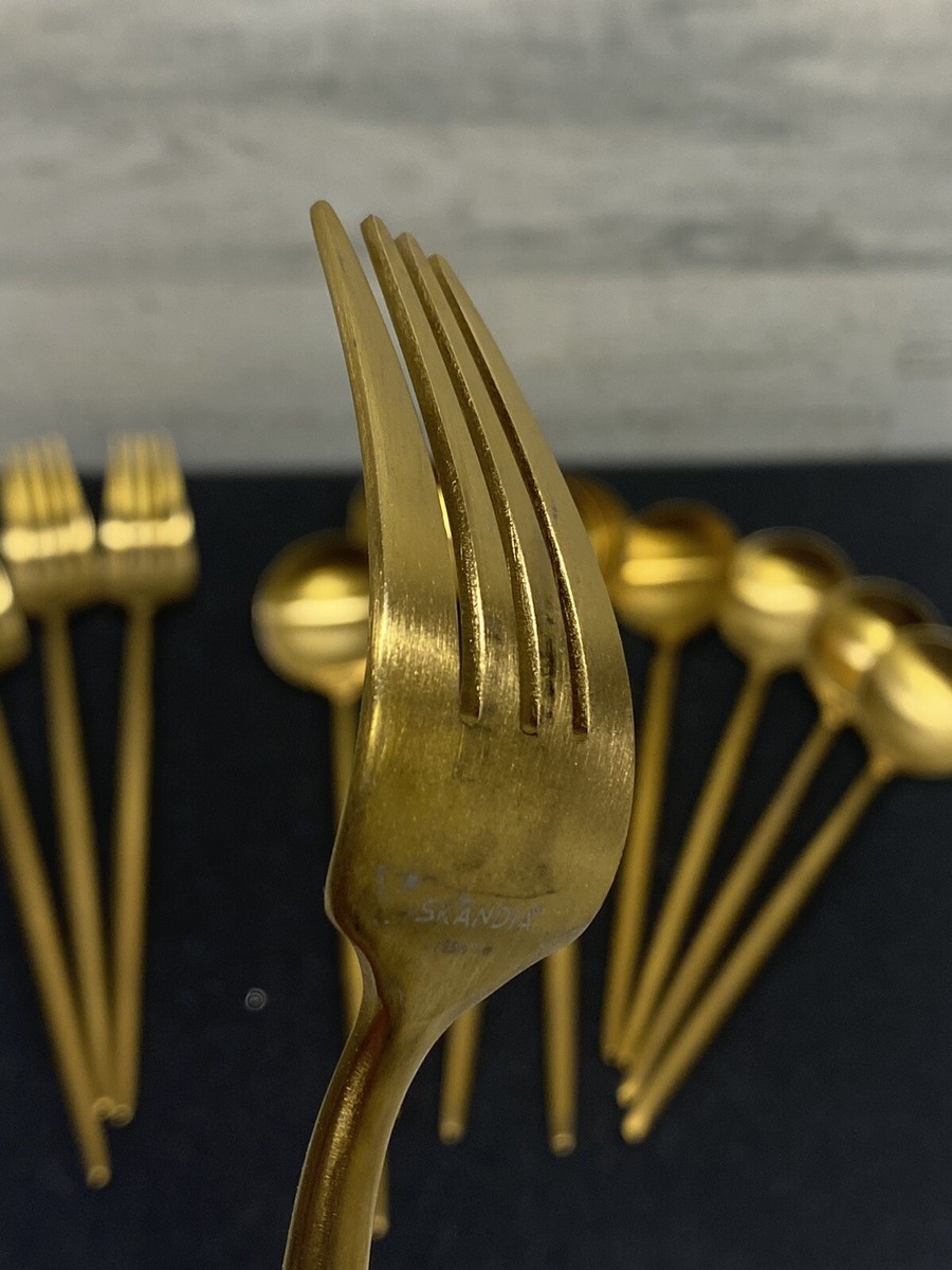 Skandia Zephyr Satin Gold 12 Piece Flatware Set Nice | eBay