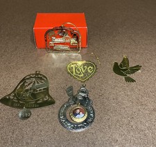 Vintage Metal  Christmas ornaments Bell Snowman Lot   