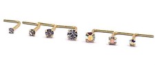 Gold plated nose stud 1.5,2 or 2.5 mm Clear  or AB crystal L Shaped Nose Studs