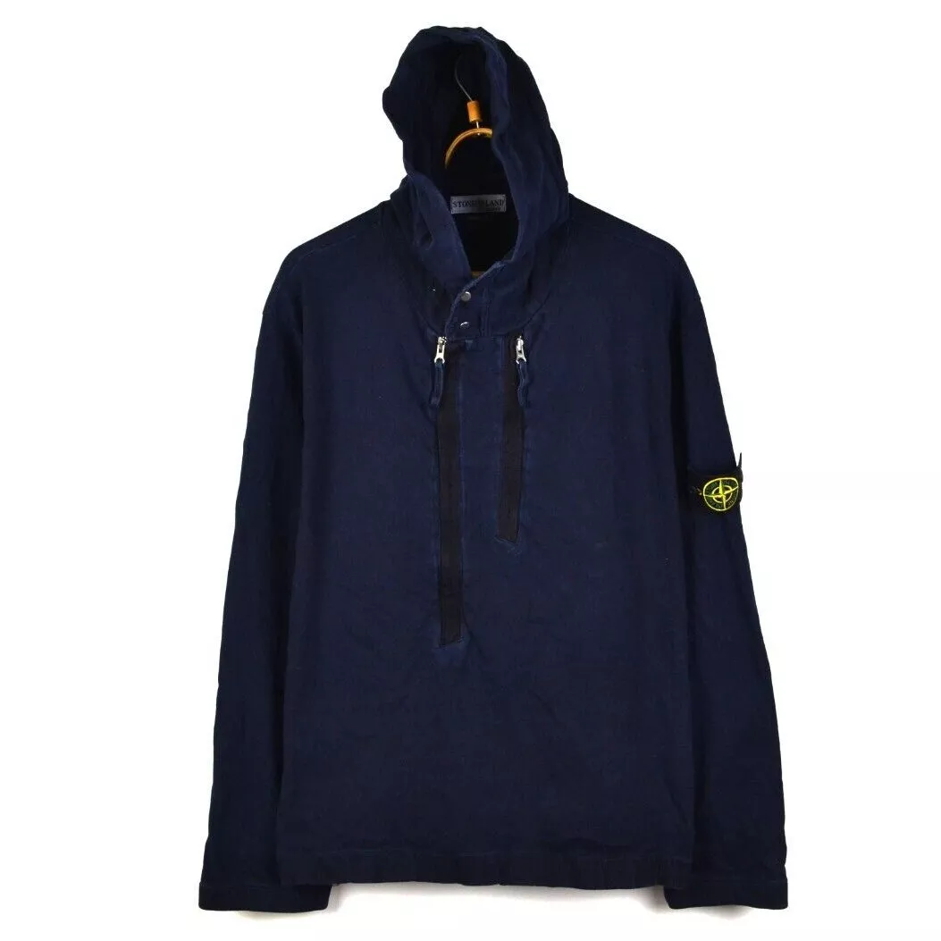Vintage Mens STONE ISLAND Hoodie Sweater Jumper Navy Blue Size XL