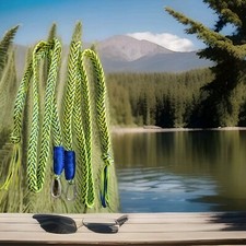 Hi Viz Neon Green & blue  split/western/safety Reins/ Full size. custom made 