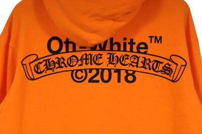Chrome Hearts Men Off-White Hoodie Small Orange Black Logo Chrome Hearts Men Off-White Hoodie Small Orange Black Logo