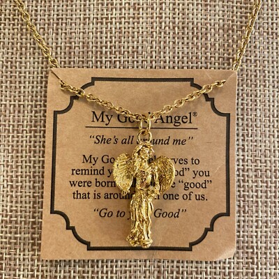 My Good Angel Necklace Shes All Around Me Wings Pendant Gold Tone 6571