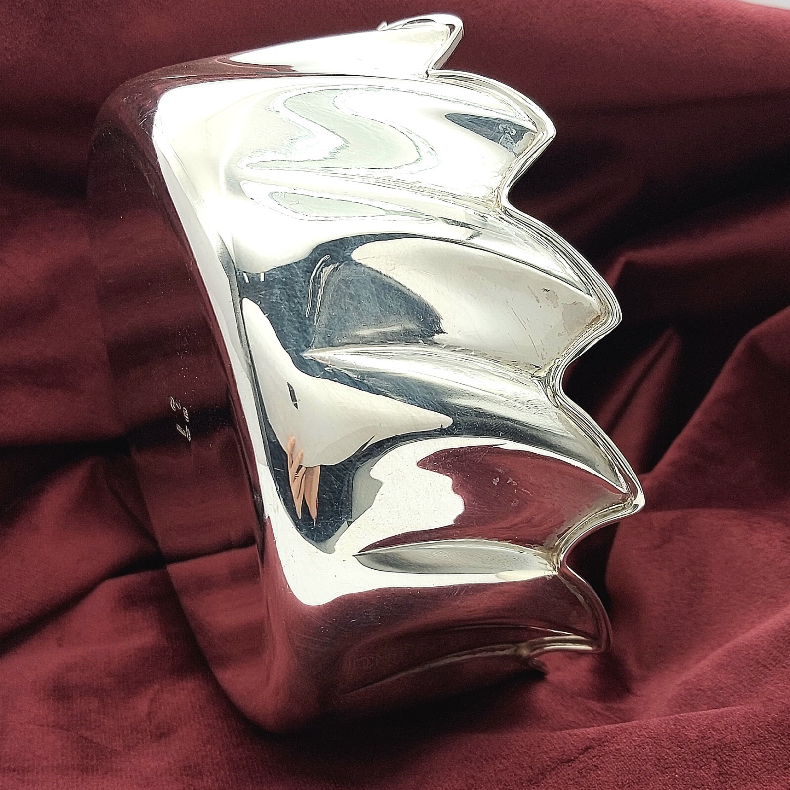 Solid Wave-Patterned Bowl (214g) Sterling Silver … - image 2