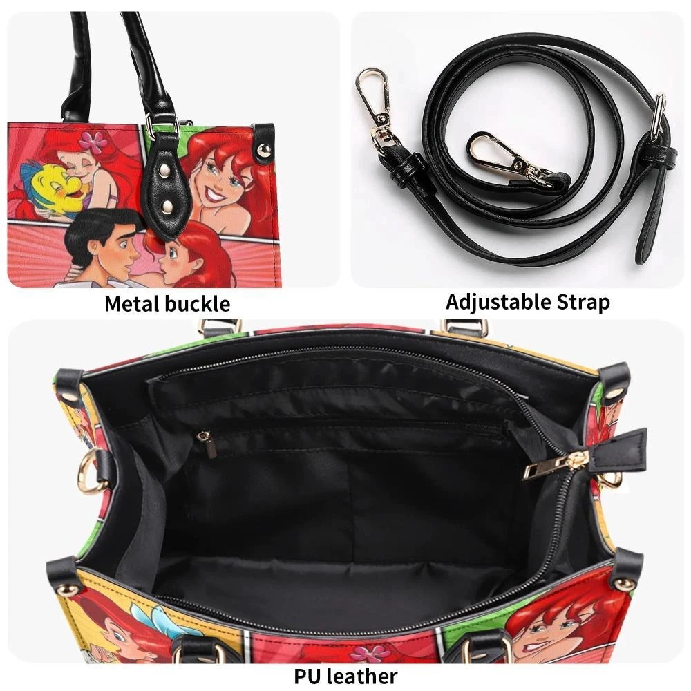 Personalized The Little Mermaid Luxury Women PU Leather Handbag, Disney gift,