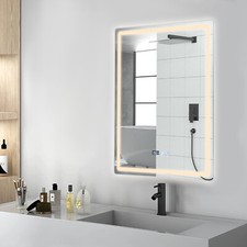 Modern Bathroom Mirror With LED Light Wall Mount Dimmable Mirror Fast Defogging