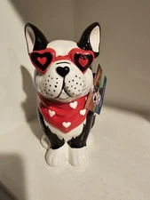 Humane Society Valentine Frenchie French Bulldog  Ceramic Statue Figurine.  7.5"