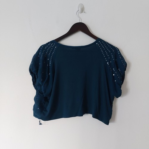 NEW Principles 100% Silk Womens Bolero Caridgan Size 18 Turquoise Sequins Party - Picture 11 of 15