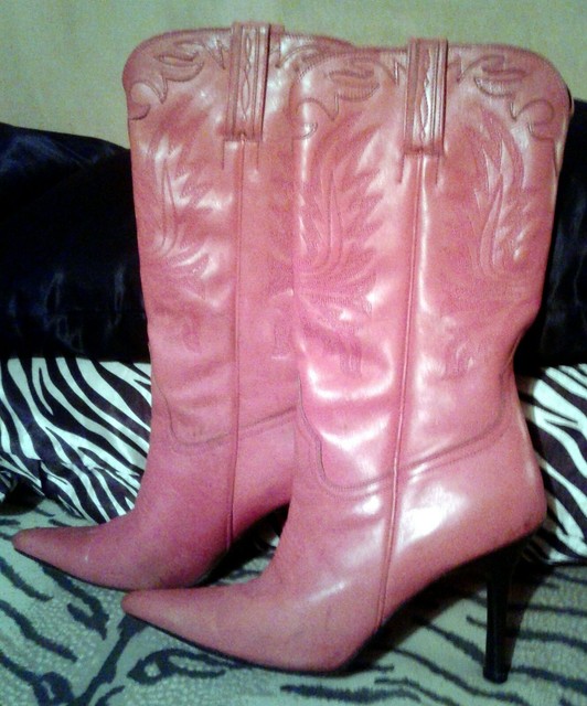 Lucchese Charlie 1 Horse Pink Cowboy Boots Size 9B High Heel Pointy Toe