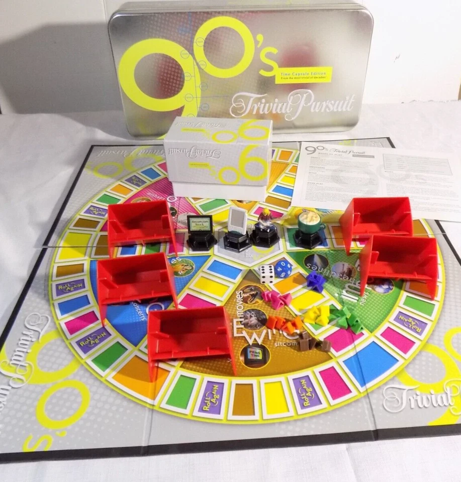 Trivial Pursuit 90s Time Capsule Edition Trivia Tin Case 100% Complete VG - Image 3 of 4