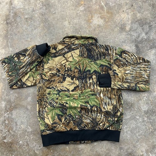 80S VINTAGE REALTREE FLEECE BOMBER JACKET MENS LARGE HUNTING FULL ZIP CAMO KEY - Picture 3 of 7