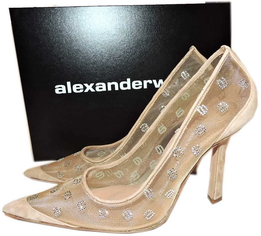 Scarpe nude Alexander Wang décolleté delfino con tacco in cristallo impreziosito da cristalli 39