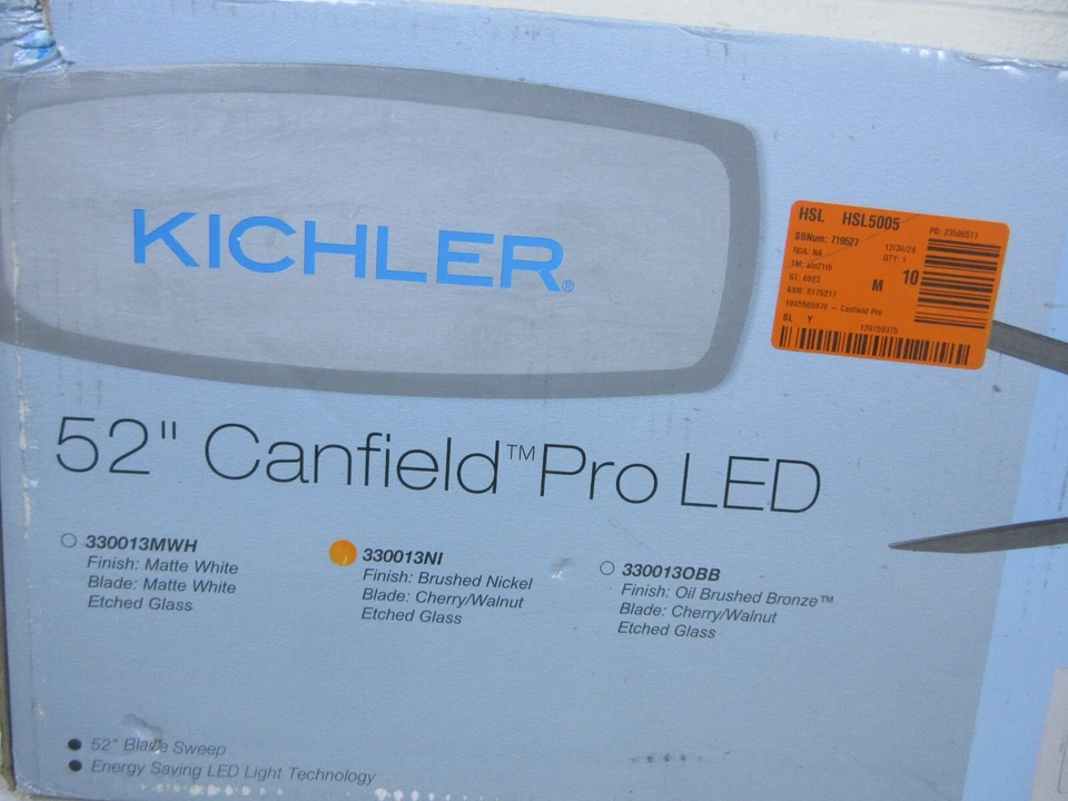 Kichler Canfield Pro 52 in. Indoor Brushed Nickel Downrod Mount Ceiling Fan - Image 4 of 4