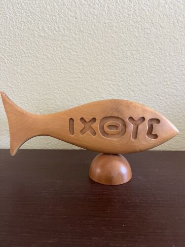 Myrtenholz 9"" IXOYE Fischfigur, Depoe Bay, Oregon (winzig gehackt) - Bild 1 von 3