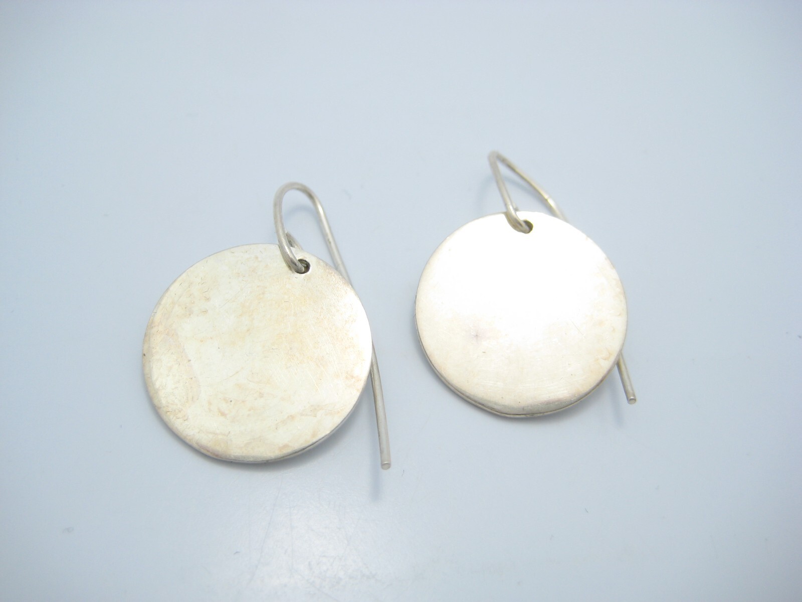 Sterling Silver Smooth Circle Hook Dangle Earrings - image 1