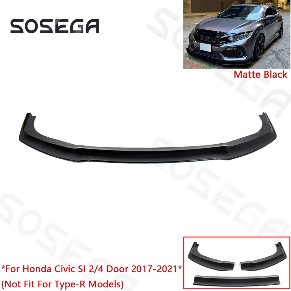 Kit labial para Civic Si & FK7 Hatchback 2017-2021 estilo GR para-choque dianteiro preto fosco - Imagem 2 de 4