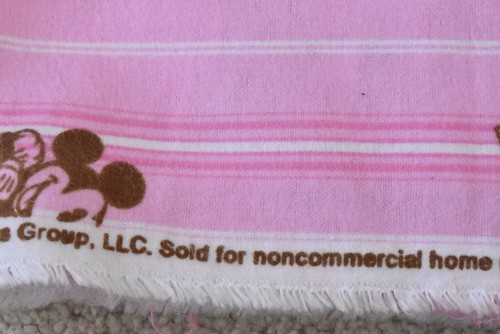 By 1/2 Yd, Brown Mickey Mouse on Pink Striped Flannel, Springs, Disney, E30 - Picture 6 of 8