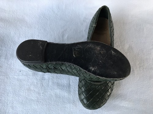 RARE EUC Calzoleria Toscana Women 36 US 6 Green Woven Round Toe Loafers Flats B - Picture 10 of 10