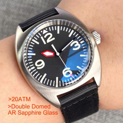 20ATM Diving 36mm Double Domed Aviator AR Sapphire Glass NH35A Auto Men's Watch