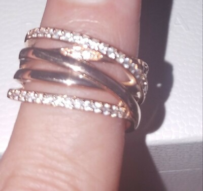 Pandora Sparkling Polished Lines Ring Rose Gold Size