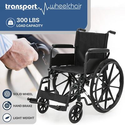 [FDA APPROVED]Foldable Manual Wheelchair w/Flip Back Armrest Swing Away Footrest