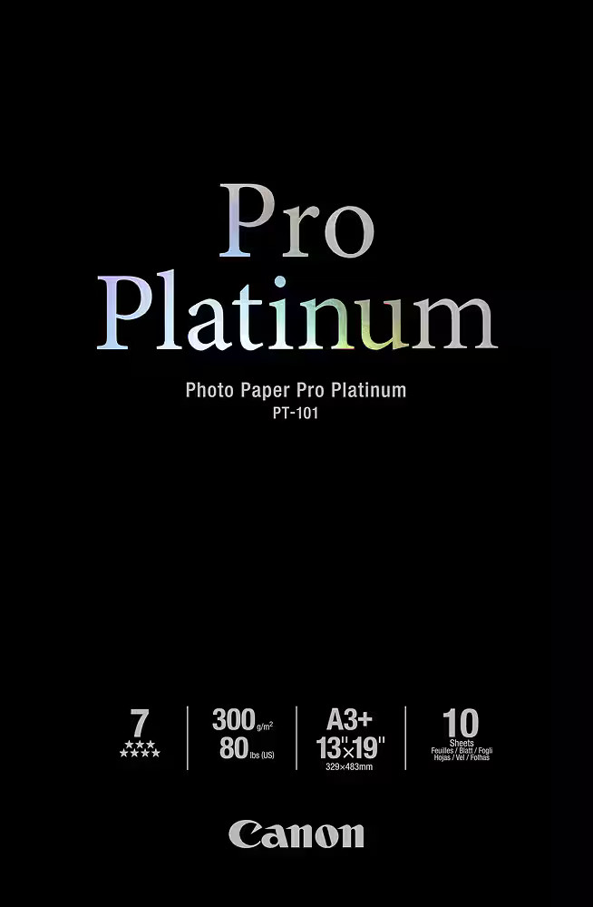 Canon - PT-101 Pro Platinum Глянцевая фотография 13 x 19 на 10-миллиметровой бумаге - белая 6190₽