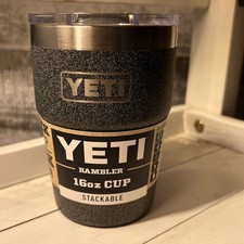 YETI Rambler 16 oz Stackable BLACK STONE -TEXTURED - - RETIRED for