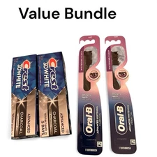 Crest value Bundle Crest  Charcoal Toothpaste And Toothbrush 4pack Exp. 02/2028