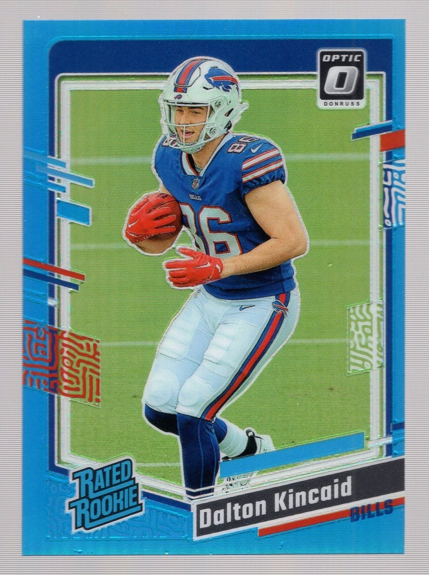 DALTON KINCAID 2023 DONRUSS OPTIC AQUA PRIZM RATED ROOKIE RC #066/299 BILLS #211
