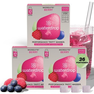 waterdrop  Microlyte Set BERRY Elektrolyte ohne Zucker 36 Waterdrop Drop Würfel