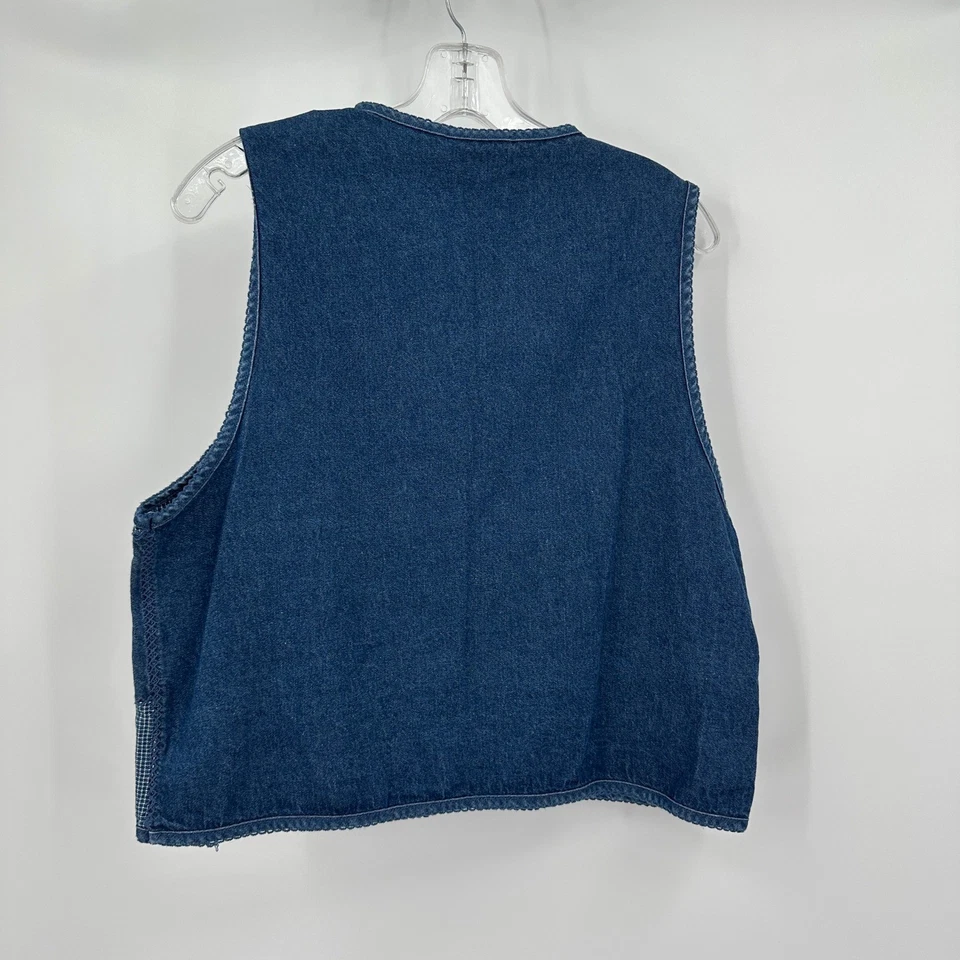 Chaleco vaquero vintage de retazos Cottagecore para mujer talla M bordado floral boho Foto 2 de 4