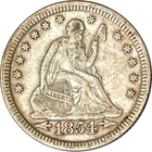 1854 25C Arrows Seated Liberty Quarter Choice VF K19095