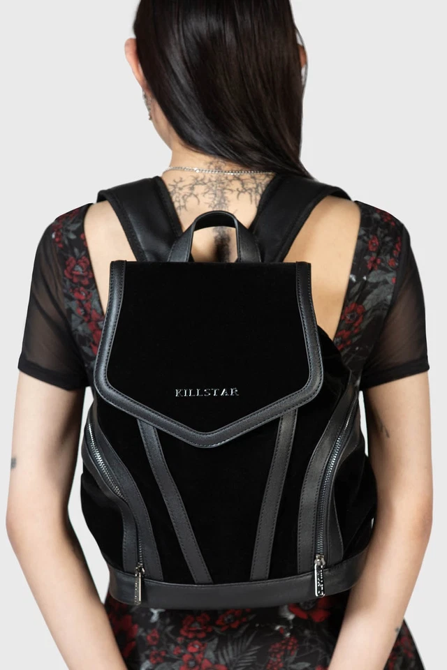 KILLSTAR Rucksack - Immortelle | Samt Lack 4-Fächer Goth Gothic Alternative
