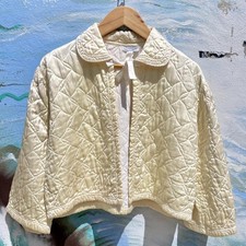 40s marvel maid butter yellow satin quilted bed jacket