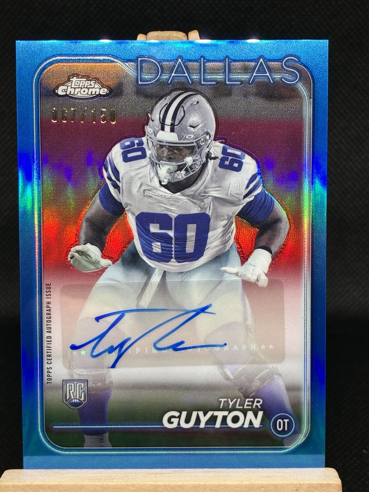 TYLER GUYTON rc 2024 Topps Chrome Football #/150 BLUE Rookie AUTO #RA-TGU DAL