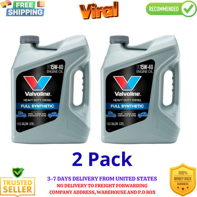 2 PACK Valvoline Heavy Duty Full Synthetic 15W-40 Diesel Engine Oil 1 GA