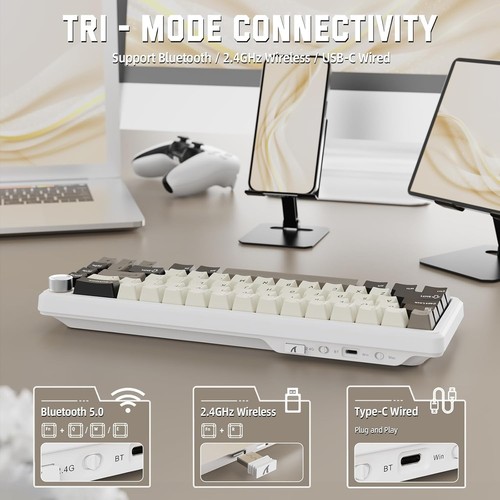 ATTACK SHARK X66 Tri Mode Mechanical Keyboard with Knob Side Printed PBT Keycap - Picture 18 of 35